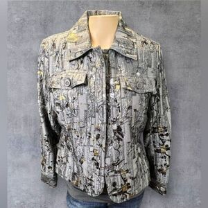 Erin London Petite Small Metallic Textured Jacket